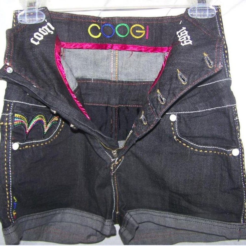 Coogi High Waisted Denim Shorts Size 7/8 Rainbow